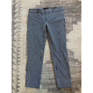 Banana‎ Republic Women's Navy Blue and White Striped Sloan Fit Crop Pants Size 2